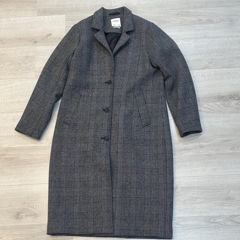 Abercrombie & Fitch Charcoal Checkered Coat NEVER WORN